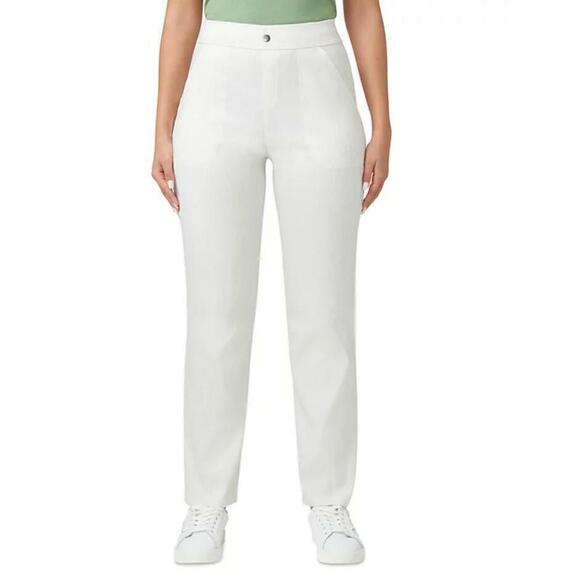 HUE STORE Pants - Hue Women's White High-Rise Straight-Leg Pull-On Pants M
